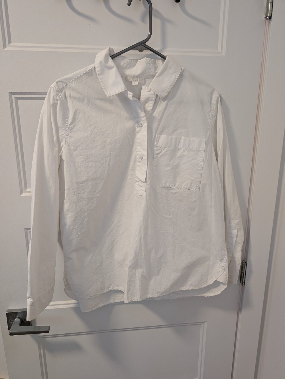 COS/Cotton White Button Front Popover Shirt Sz 10
